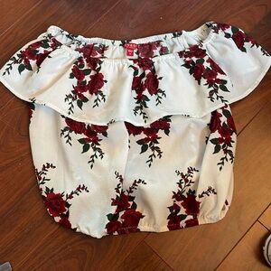 GUESS off the shoulder floral blouse